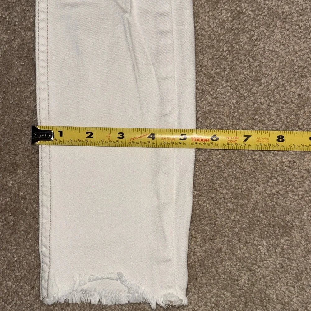 Free People Cropped Jeans White 5-Pocket Chewed Hem Distressed, Size 24 - Picture 12 of 16